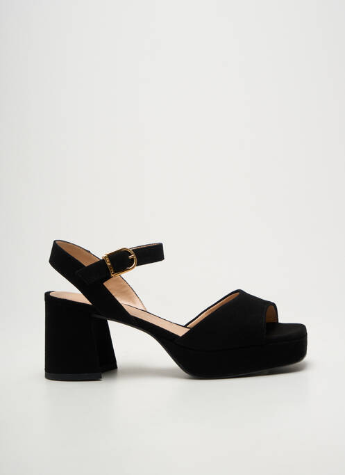 Sandale/pantofi decupați semi compensat toc de 7 la 9 cm negru UNISA femme