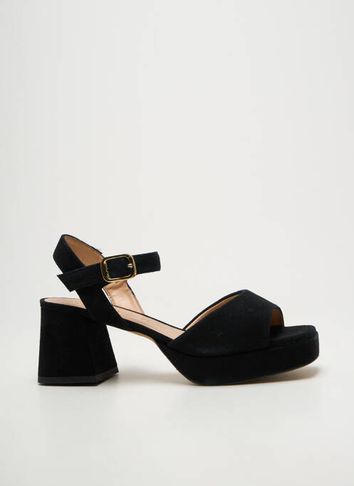 Sandale/pantofi decupați semi compensat toc de 7 la 9 cm negru UNISA femme