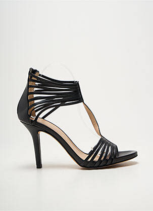 Sandale/pantofi decupați țesătură satinată toc de 7 la 9 cm negru UNISA femme