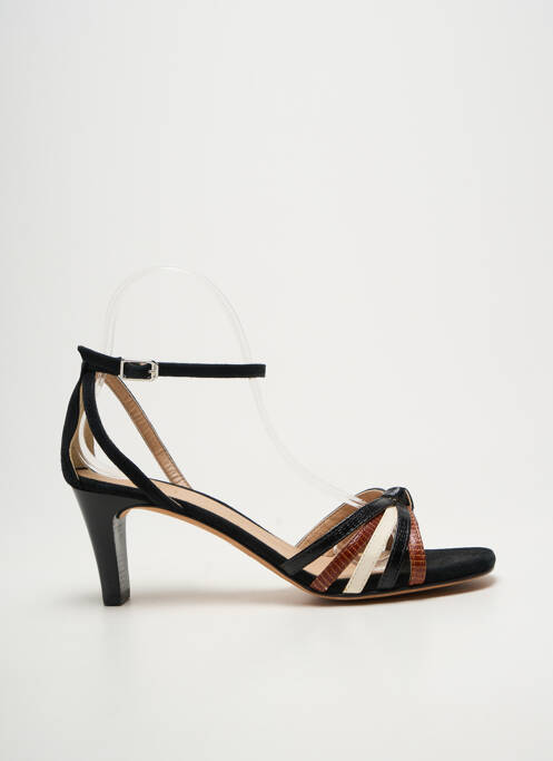 Sandale/pantofi decupați țesătură satinată toc de 7 la 9 cm negru UNISA femme