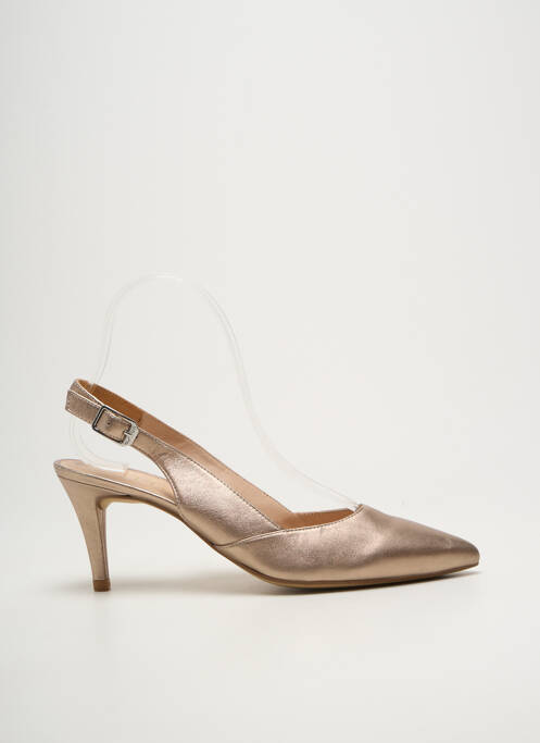 Pantofi cu toc țesătură satinată toc de 7 la 9 cm auriu UNISA femme
