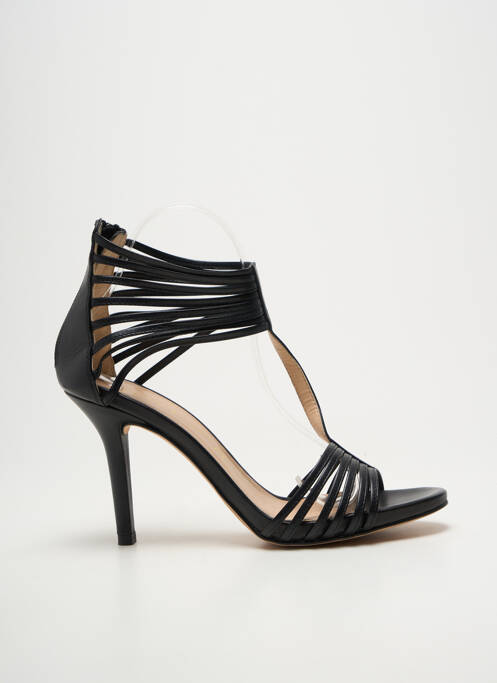 Sandale/pantofi decupați țesătură satinată toc de 7 la 9 cm negru UNISA femme