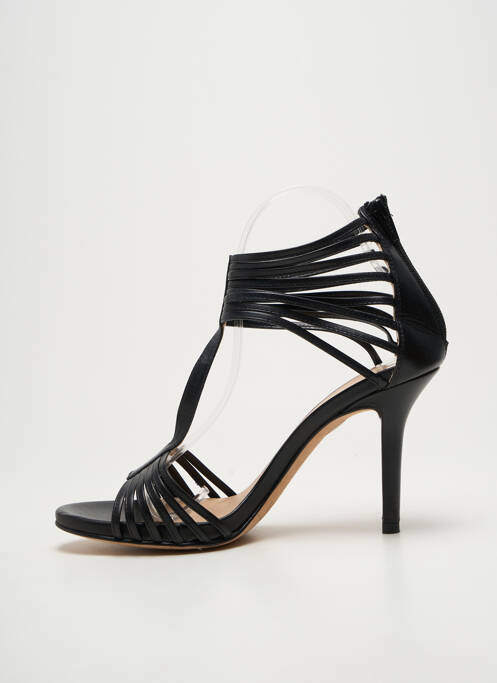Sandale/pantofi decupați țesătură satinată toc de 7 la 9 cm negru UNISA femme
