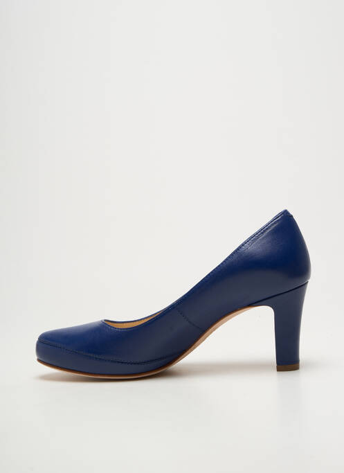 Pantofi cu toc talpă exterioară din piele toc de 7 la 9 cm albastru UNISA femme