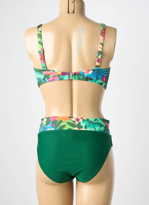 Costum de baie din două piese elasticitate sutien cupe întregi cu decolteu înalt verde SUN PLAYA femme