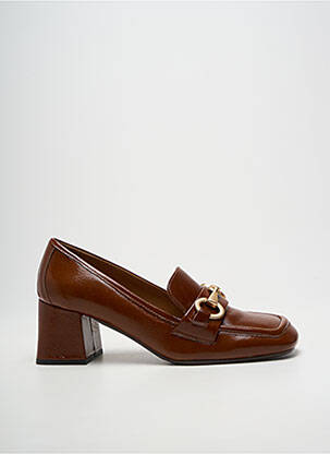 Mocasini țesătură satinată toc de 7 la 9 cm maro JULIE DEE femme