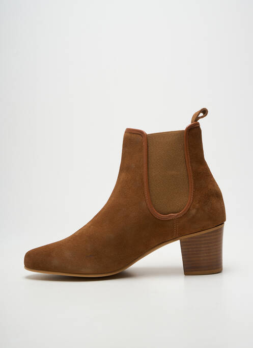 Botine/ghete vârf ascuțit toc de 7 la 9 cm maro 70/30 femme