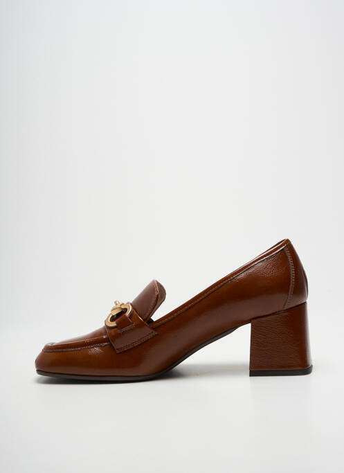 Mocasini țesătură satinată toc de 7 la 9 cm maro JULIE DEE femme