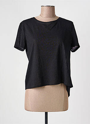 Top țesătură crep mâneci scurte negru LILI SIDONIO femeie