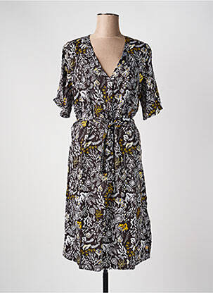 Rochie midi imprimeu floral mâneci scurte negru LOLA ESPELETA femeie