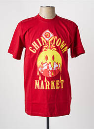 Tricou croială cambrată mâneci scurte roșu CHINATOWN MARKET homme