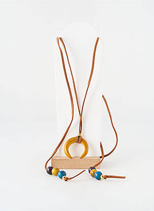 Colier lung ornament charmă / pandantiv maro NODOVA femeie
