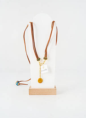 Colier lung ornament charmă / pandantiv maro NODOVA femeie