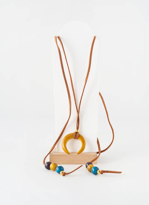 Colier lung ornament charmă / pandantiv maro NODOVA femme