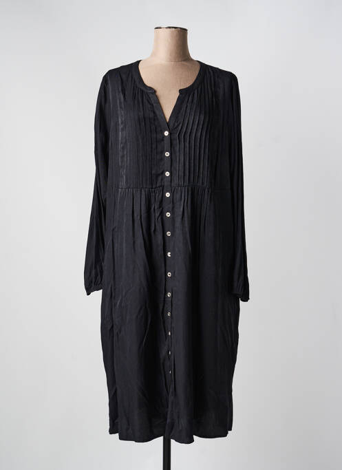 Rochie midi croială fluidă mâneci lungi negru ZHENZI femme