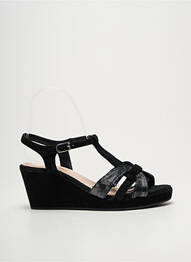 Sandale/pantofi decupați țesătură satinată toc de 4 la 6 cm negru BELLA STORIA femme