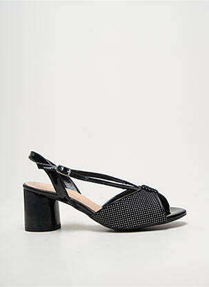 Sandale/pantofi decupați țesătură satinată toc de 4 la 6 cm negru BELLA STORIA femme
