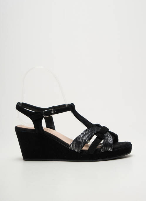 Sandale/pantofi decupați țesătură satinată toc de 4 la 6 cm negru BELLA STORIA femme