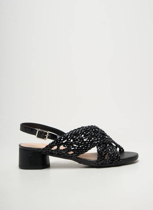 Sandale/pantofi decupați țesătură satinată toc de 4 la 6 cm negru BELLA STORIA femme