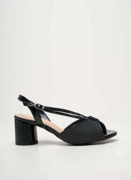 Sandale/pantofi decupați țesătură satinată toc de 4 la 6 cm negru BELLA STORIA femme