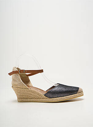 Espadrile țesătură satinată toc de 4 la 6 cm negru BELLA STORIA femeie