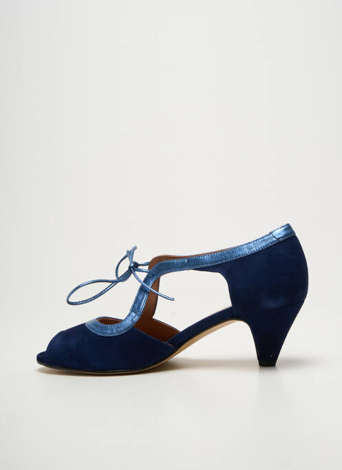 Sandale/pantofi decupați țesătură satinată toc de 4 la 6 cm albastru BELLA STORIA femme