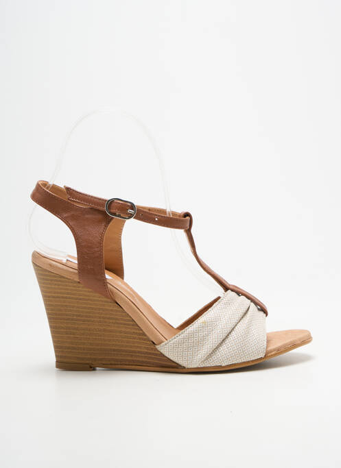 Sandale/pantofi decupați toc platformă toc de 7 la 9 cm maro BELLA STORIA femme