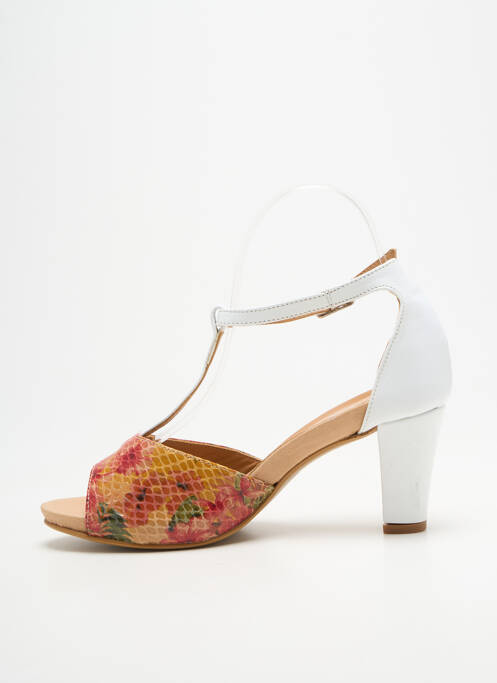 Sandale/pantofi decupați țesătură satinată toc de 7 la 9 cm alb BELLA STORIA femme