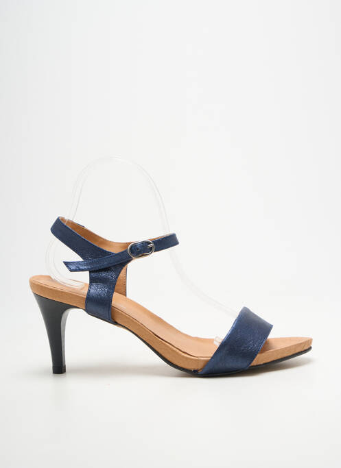 Sandale/pantofi decupați țesătură satinată toc de 7 la 9 cm albastru BELLA STORIA femme