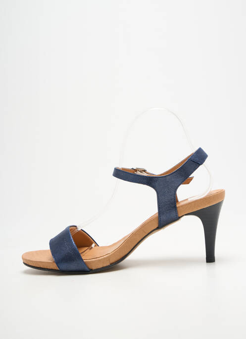 Sandale/pantofi decupați țesătură satinată toc de 7 la 9 cm albastru BELLA STORIA femme