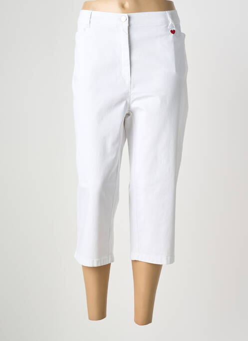 Pantalon trei sferturi croială dreaptă alb TONI femme