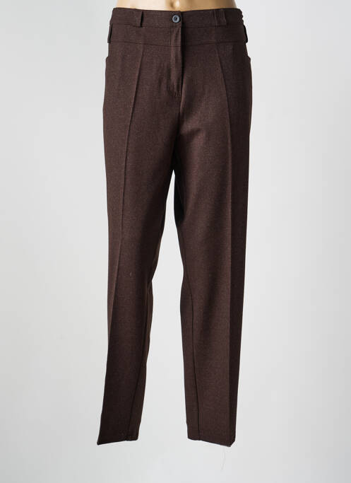 Pantalon drept închidere cu fermoar sub clapetă cu nasturi mărime normală maro PLURIELLES femme