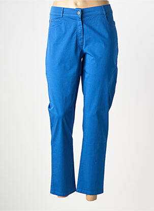 Pantalon slim țesătură poplin mărime normală albastru FRANCE RIVOIRE femeie