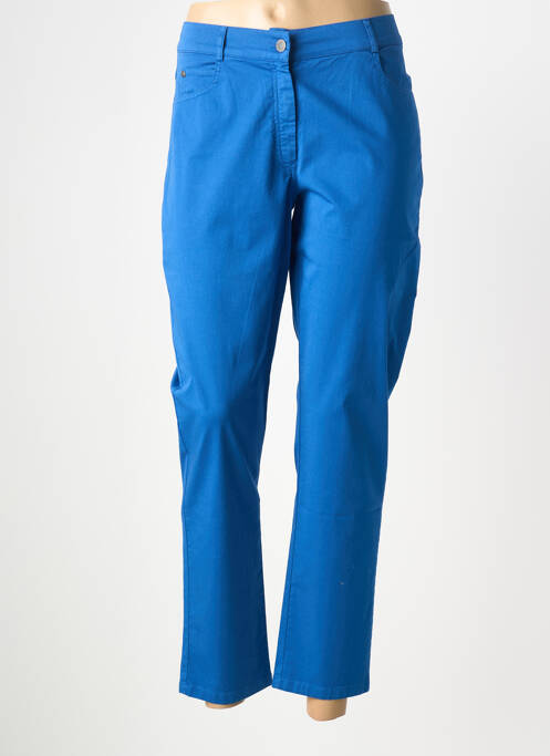 Pantalon slim țesătură poplin mărime normală albastru FRANCE RIVOIRE femme