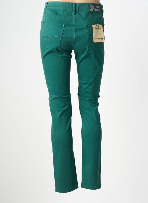 Pantalon slim țesătură poplin mărime normală verde KY CREATION femme