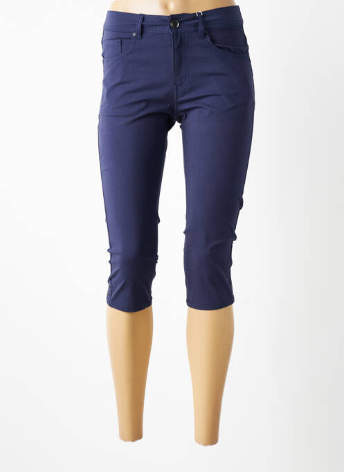 Pantalon trei sferturi elasticitate mărime normală albastru închis PLURIELLES femme