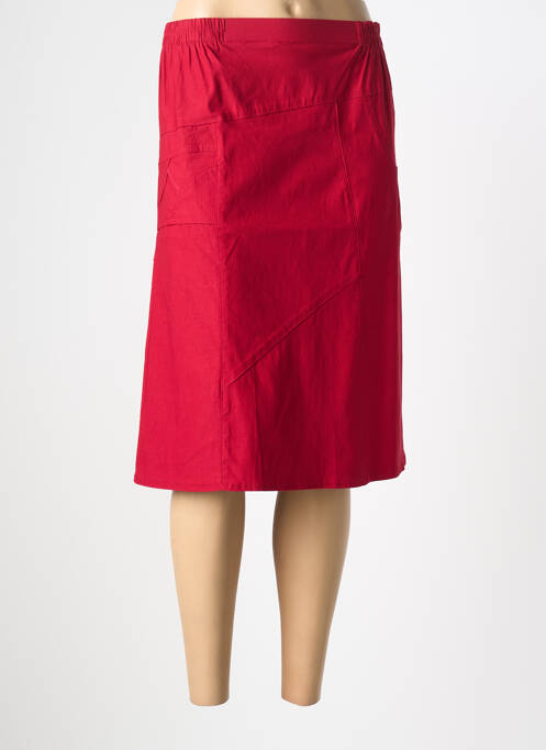 Fustă midi croială dreaptă roz PLURIELLES femme