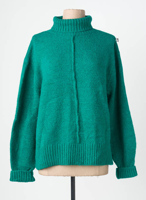 Pulover cu guler înalt țesătură melanj mâneci lungi verde AN' GE femme