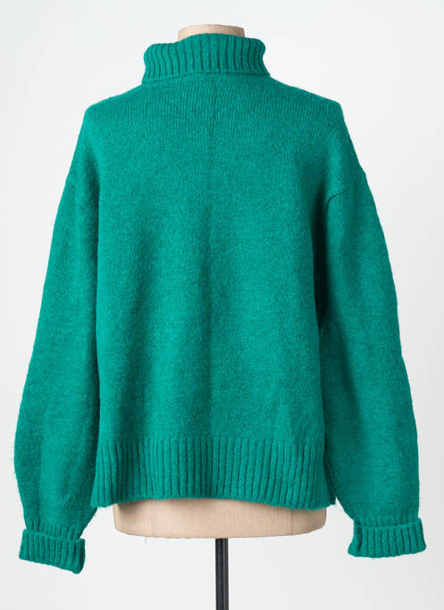 Pulover cu guler înalt țesătură melanj mâneci lungi verde AN' GE femme