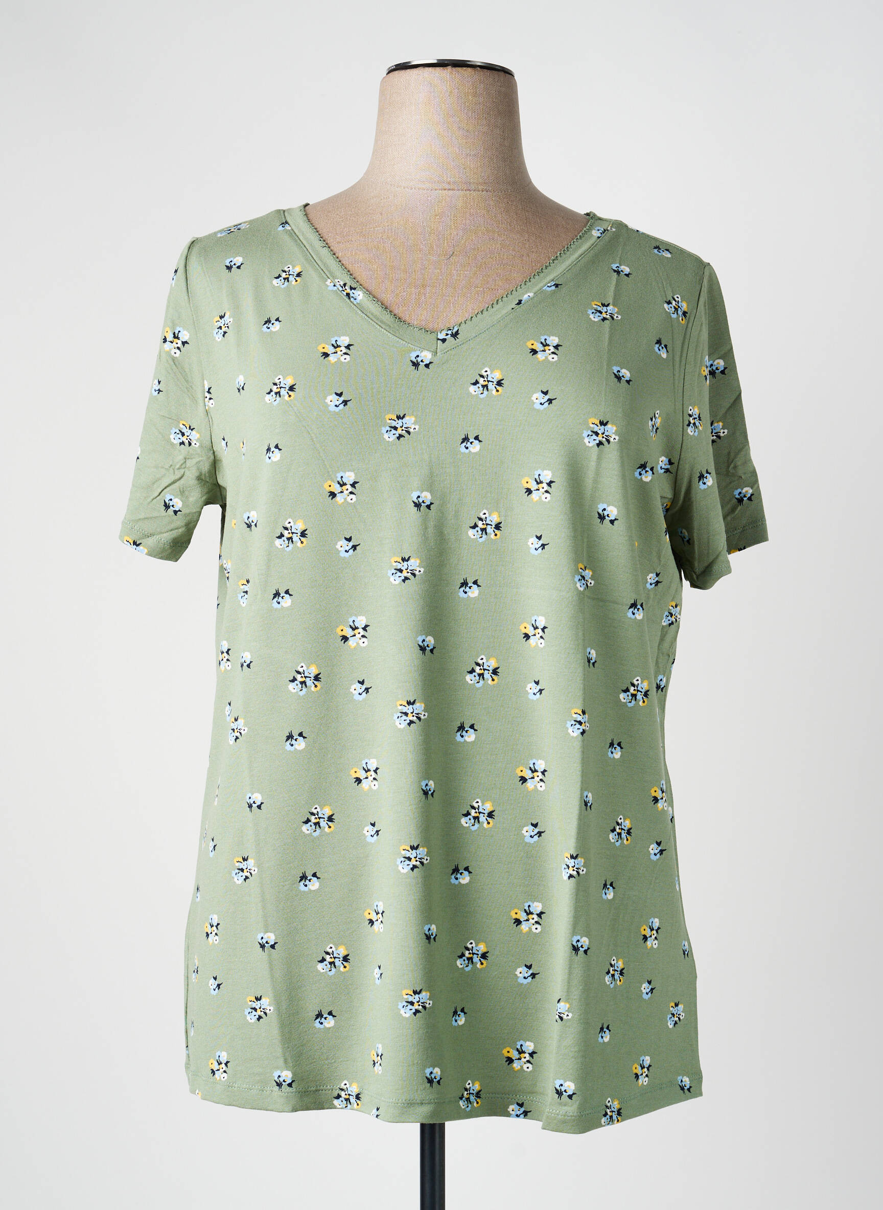Tricou croială dreaptă mâneci scurte verde SHEEGO femeie