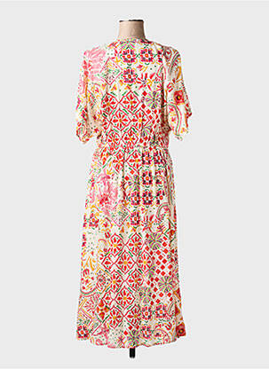 Rochie lungă țesătură poplin mâneci scurte bej C'EST BEAU LA VIE femeie