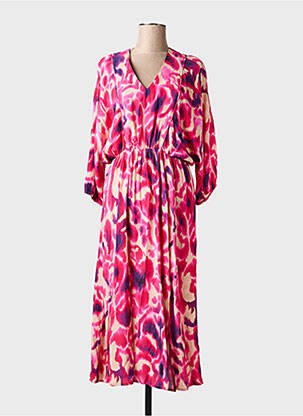 Rochie lungă mâneci lungi mâneci lungi roz JULIE GUERLANDE femeie