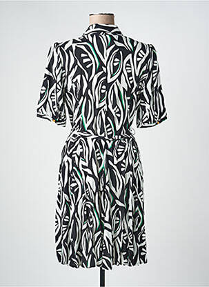 Rochie midi imprimeu fantezie mâneci scurte negru JULIE GUERLANDE femeie