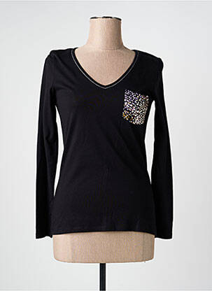 Tricou mâneci lungi mâneci lungi negru JULIE GUERLANDE femeie