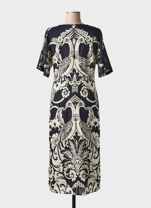 Rochie lungă imprimeu fantezie mâneci scurte negru JULIE GUERLANDE femme