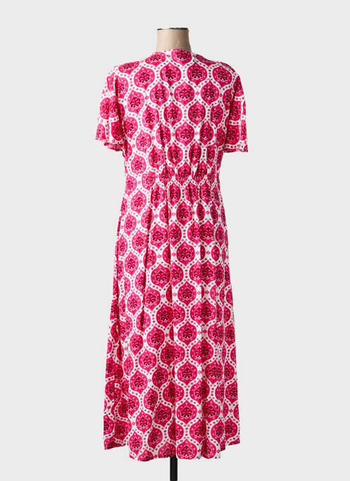 Rochie lungă imprimeu fantezie mâneci scurte roz C'EST BEAU LA VIE femme