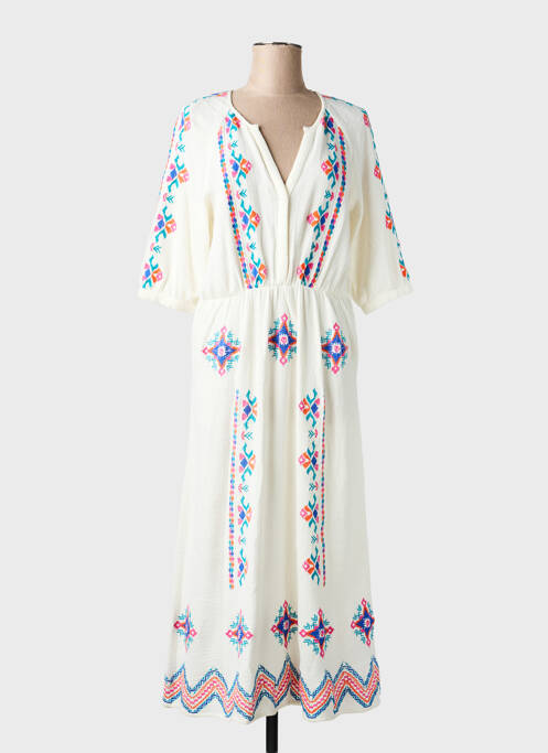 Rochie lungă mâneci scurte mâneci scurte alb C'EST BEAU LA VIE femme