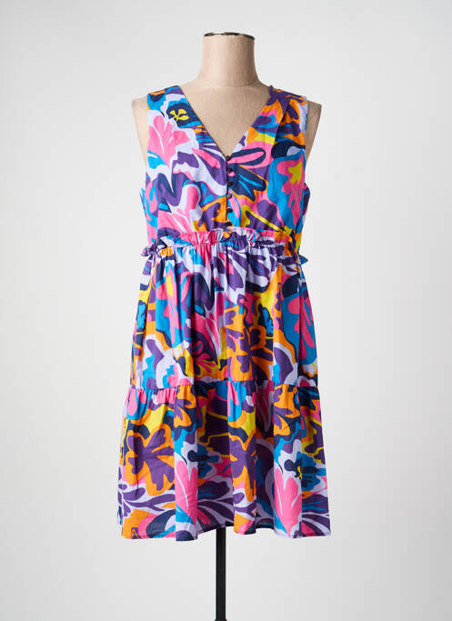 Rochie midi imprimeu fantezie fără mâneci violet C'EST BEAU LA VIE femme