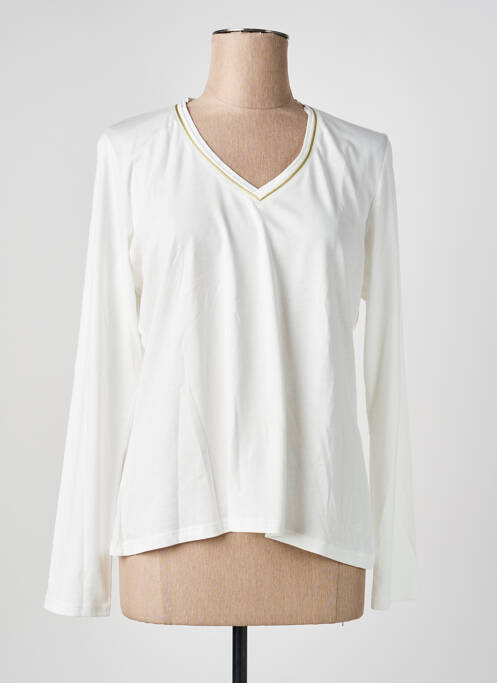 Tricou guler în v mâneci lungi alb JULIE GUERLANDE femme
