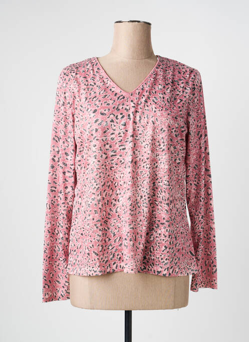 Tricou imprimeu fantezie mâneci lungi roz JULIE GUERLANDE femme